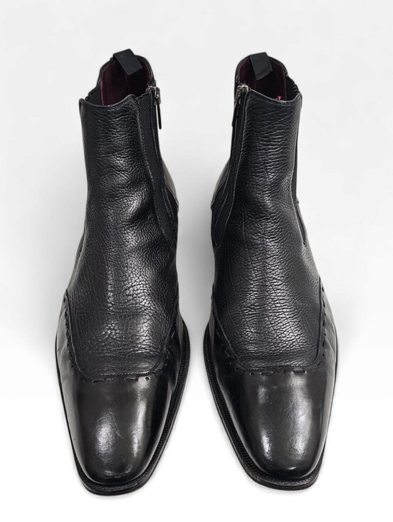 MEZLAN Men Black Leather Wingtip Ankle Zip 32226 Spain Boots 11.5M main image 8